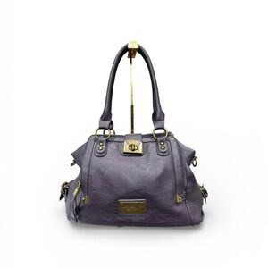 Marc by Marc Jacobs Purple Leather Satchel | Turn Lock | Leopard Lining
